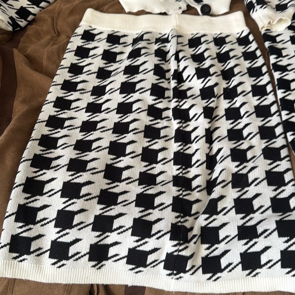 Black and white checker print 3 piece set